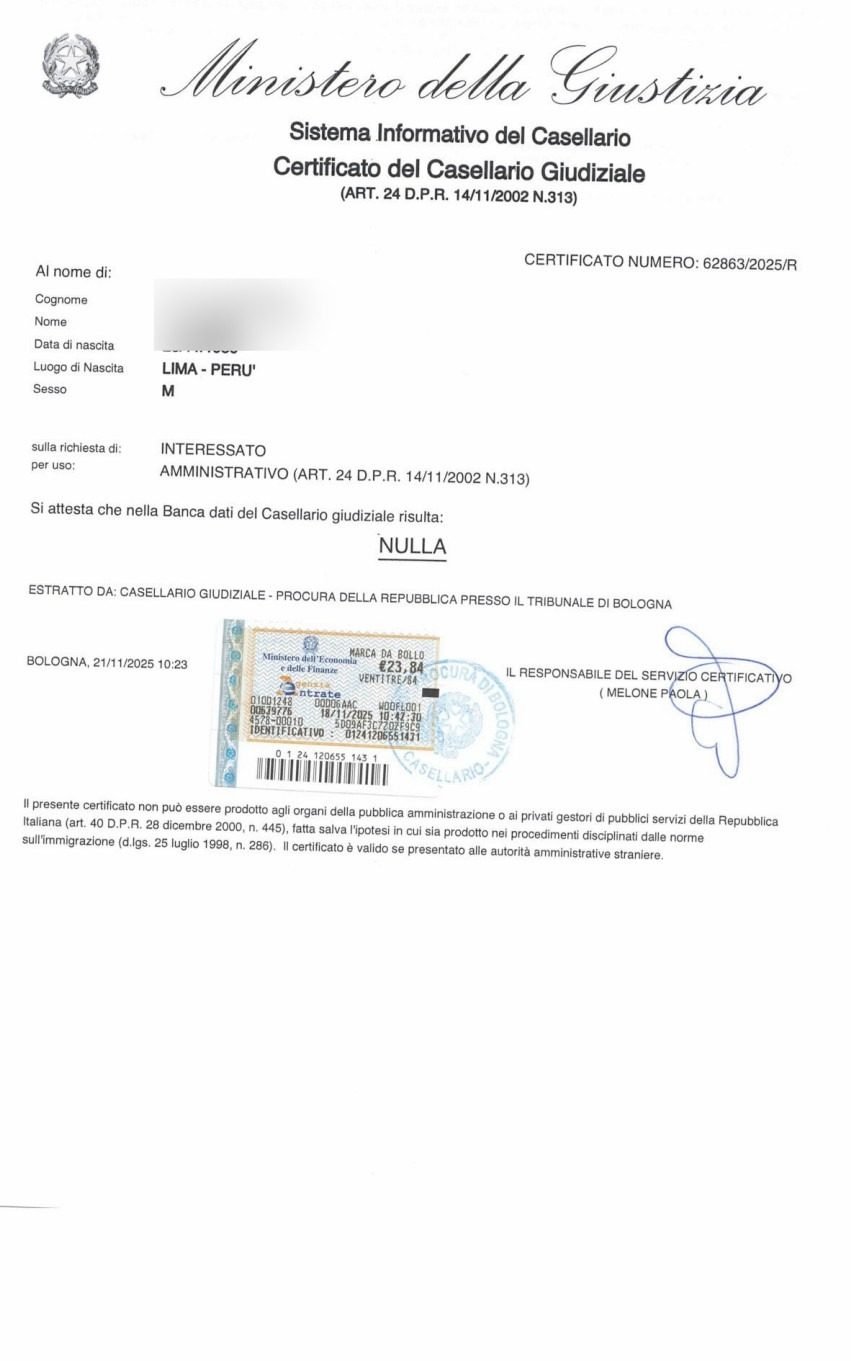 Casellario giudiziale italiano